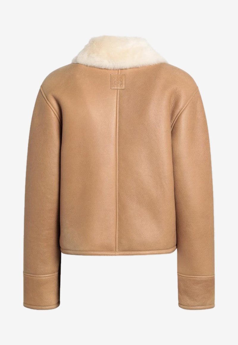 Loewe Anagram Patch Shearling Leather Jacket Camel S359Y2SL36LE/R_LOEW-3150