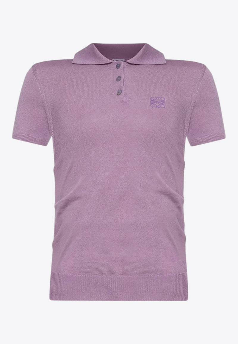 Loewe Anagram Cashmere and Silk Polo T-shirt Lilac S359Y55K23WS/R_LOEW-6140