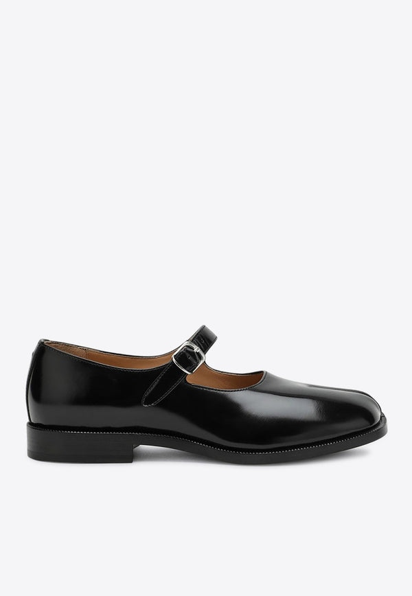 Maison Margiela Mary-Jane Tabi Flats in Brushed Leather Black S39WL0119PS679/P_MARGI-T8013