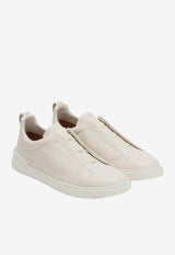 ZEGNA Triple Stitch Leather Sneakers Beige S4667ZLHCVO/P_ZEGNA-PAN