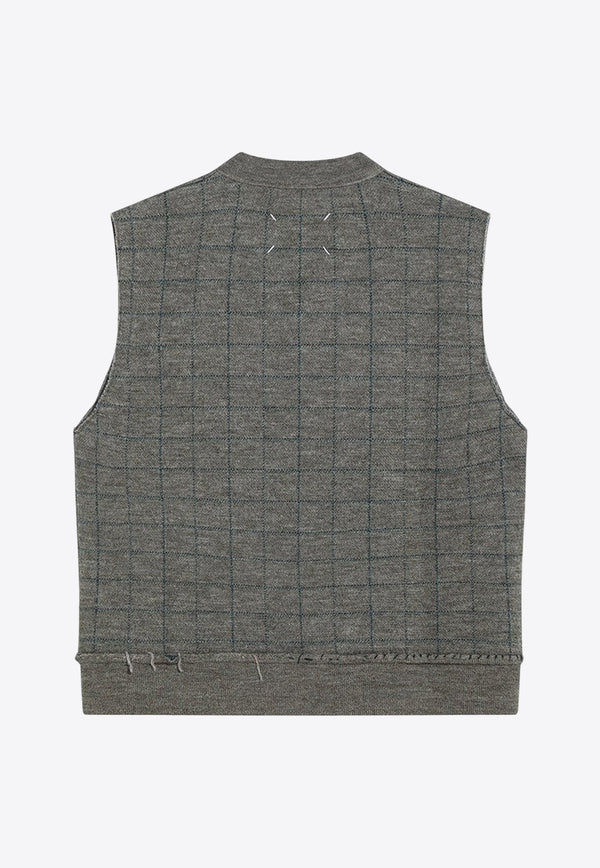 Maison Margiela Checked Wool Sweater Vest  Green S50FB0116M13146/R_MARGI-613J