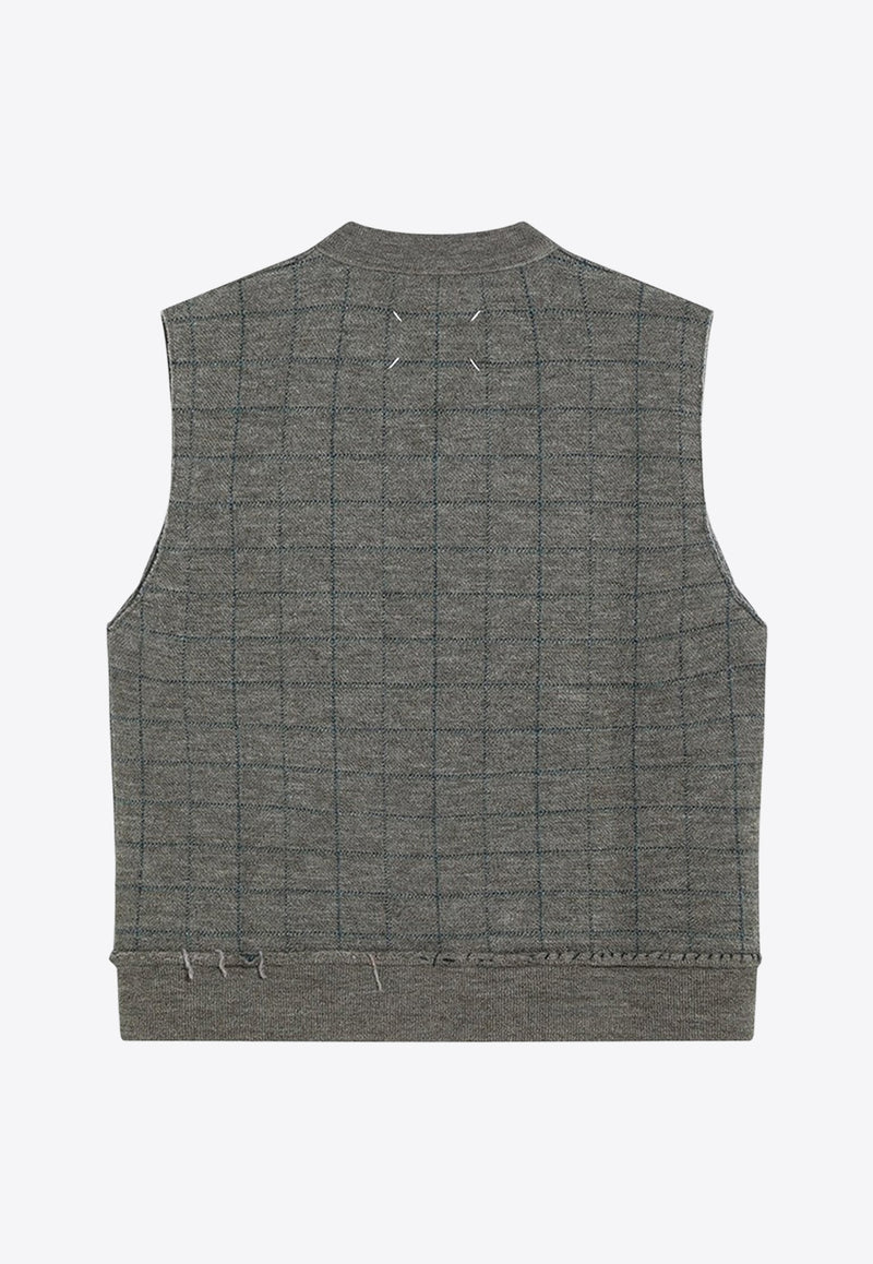 Maison Margiela Checked Wool Sweater Vest  Green S50FB0116M13146/R_MARGI-613J