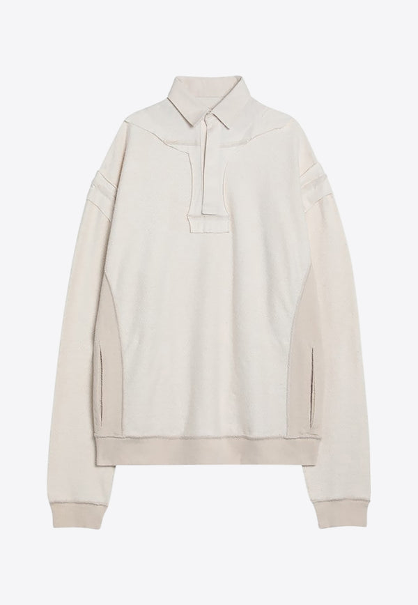 Maison Margiela Distressed-Effect Polo Sweatshirt Ecru S50GU0227M25022/Q_MARGI-102