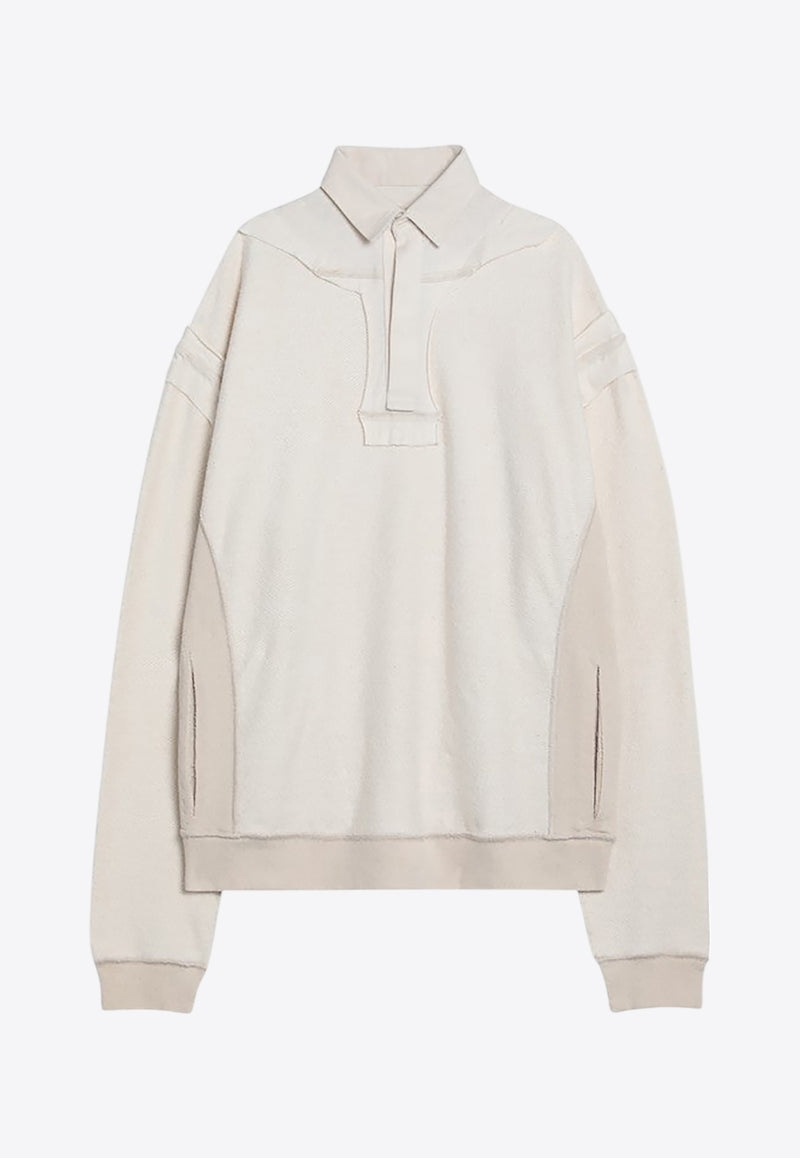 Maison Margiela Distressed-Effect Polo Sweatshirt Ecru S50GU0227M25022/Q_MARGI-102