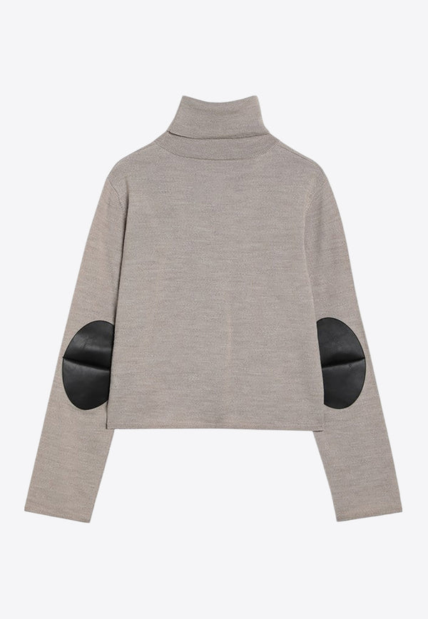 MM6 Maison Margiela Turtleneck Sweater with Elbow Patches Beige S52HA0296M13133/R_MM6-806M