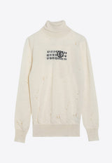 MM6 Maison Margiela Distressed High-Neck Sweater White S52HA0299M13134/R_MM6-103