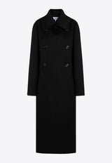 Loewe Double-Breasted Wool Blend Long Coat Black S540Y01XA7WO/P_LOEW-1100