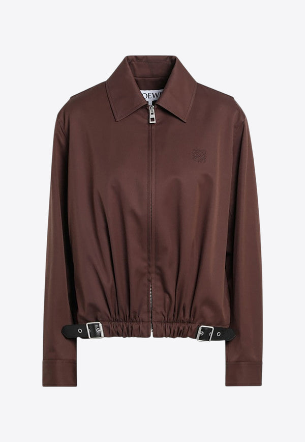 Loewe Silk Zip-Up Jacket Brown S540Y02XCACO/R_LOEW-5539