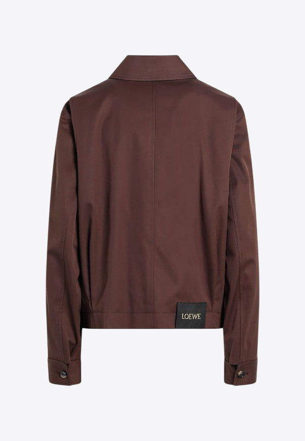 Loewe Silk Zip-Up Jacket Brown S540Y02XCACO/R_LOEW-5539