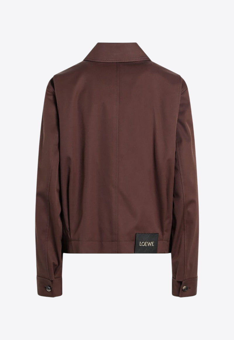 Loewe Silk Zip-Up Jacket Brown S540Y02XCACO/R_LOEW-5539