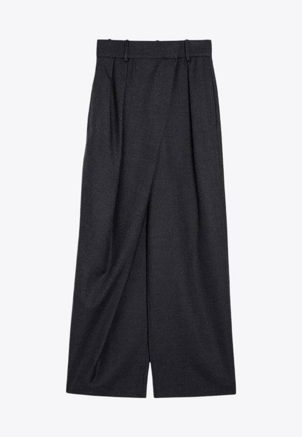 Loewe Wide-Leg Wrap Wool Pants Gray S540Y04XIGWO/P_LOEW-8472