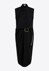 Loewe Wool Belted Midi Dress Black S540Y09XP4WO/P_LOEW-1100