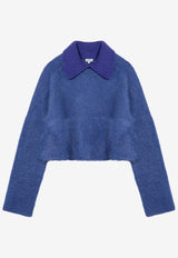 Loewe Brushed Mohair-Blend Polo Sweater Blue S540Y14KFDWO/P_LOEW-5100