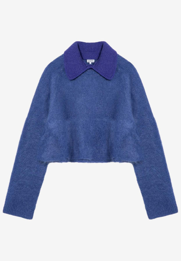 Loewe Brushed Mohair-Blend Polo Sweater Blue S540Y14KFDWO/P_LOEW-5100