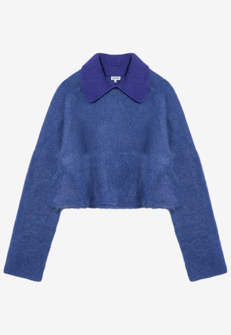 Loewe Brushed Mohair-Blend Polo Sweater Blue S540Y14KFDWO/P_LOEW-5100