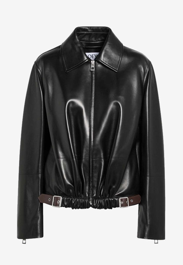 Loewe Anagram Leather Belted Jacket Black S540Y34L57LE/R_LOEW-1100
