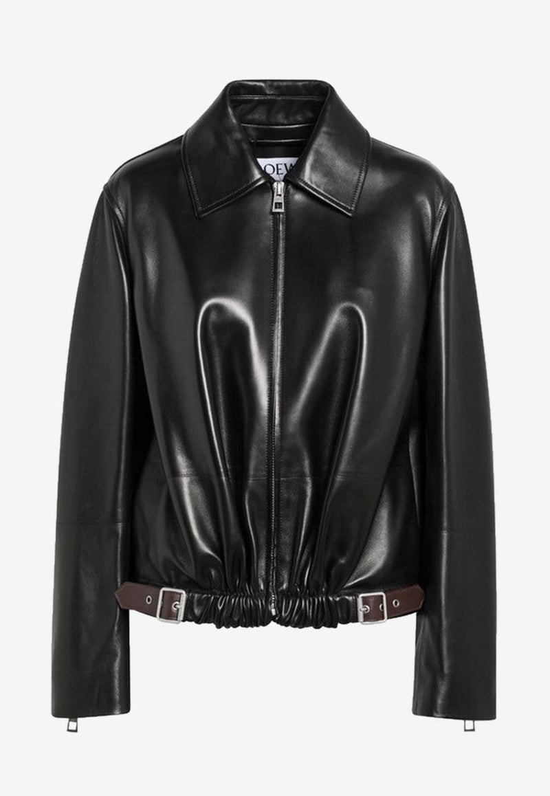 Loewe Anagram Leather Belted Jacket Black S540Y34L57LE/R_LOEW-1100