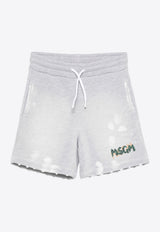 MSGM Kids Boys Distressed Logo Shorts Gray S5MSJBBE155_GREY