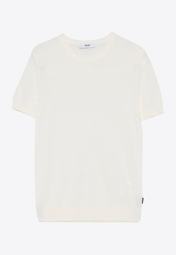 MSGM Kids Boys Logo Tag Crewneck T-shirt White S5MSJBJP001_CREAM