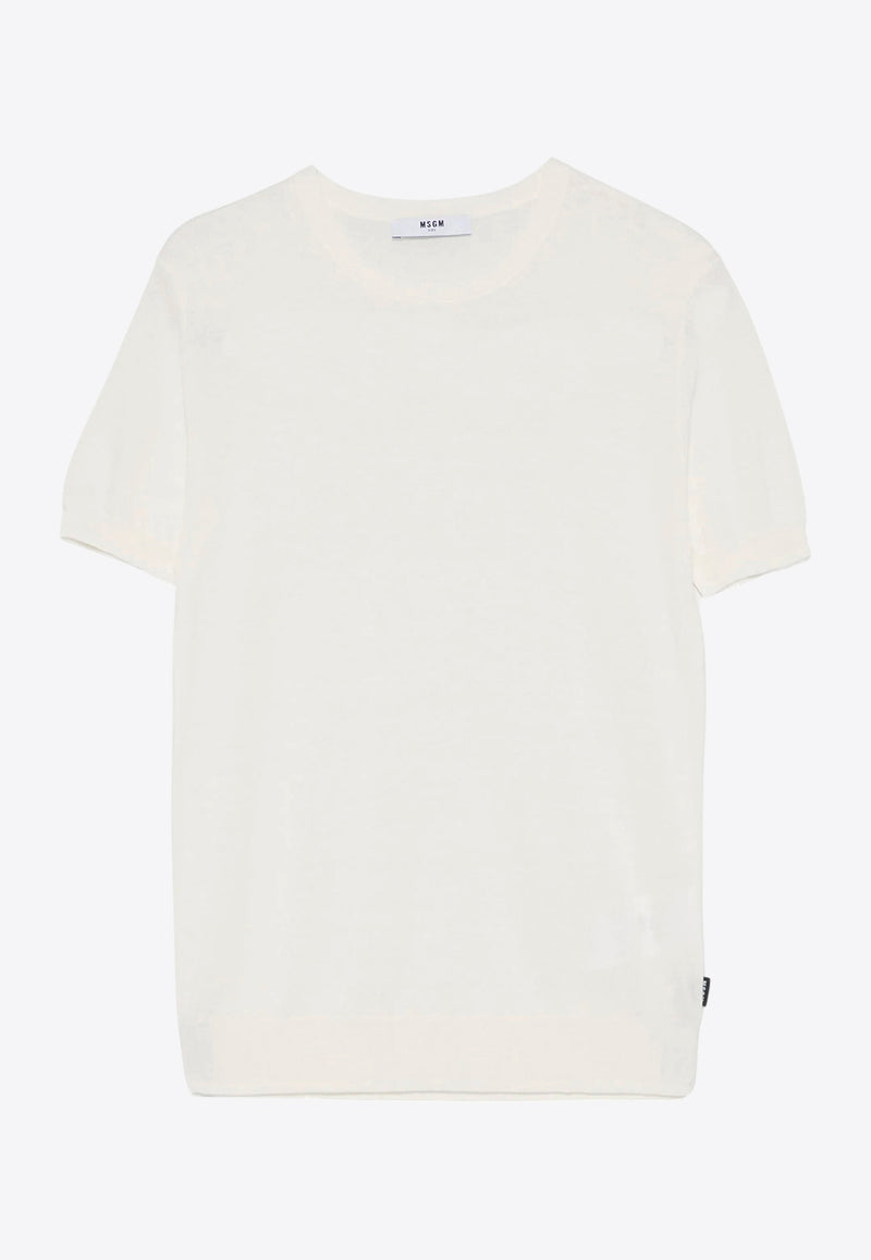 MSGM Kids Boys Logo Tag Crewneck T-shirt White S5MSJBJP001_CREAM