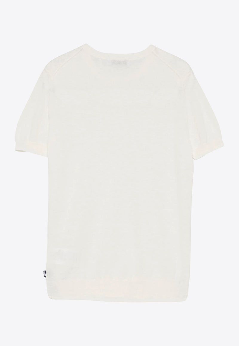 MSGM Kids Boys Logo Tag Crewneck T-shirt White S5MSJBJP001_CREAM