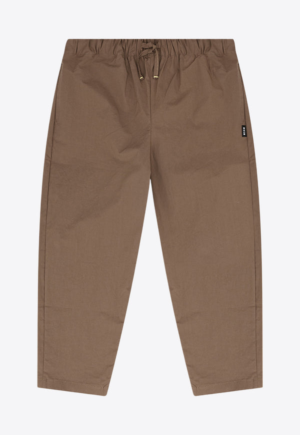 MSGM Kids Boys Drawstring Chino Pants Brown S5MSJBPA016_BROWN