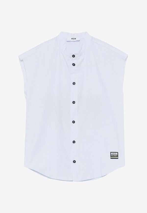 MSGM Kids Boys Slogan Print Sleeveless Shirt Sky Blue S5MSJBSI031_LIGHT BLUE
