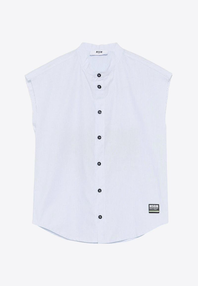 MSGM Kids Boys Slogan Print Sleeveless Shirt Sky Blue S5MSJBSI031_LIGHT BLUE