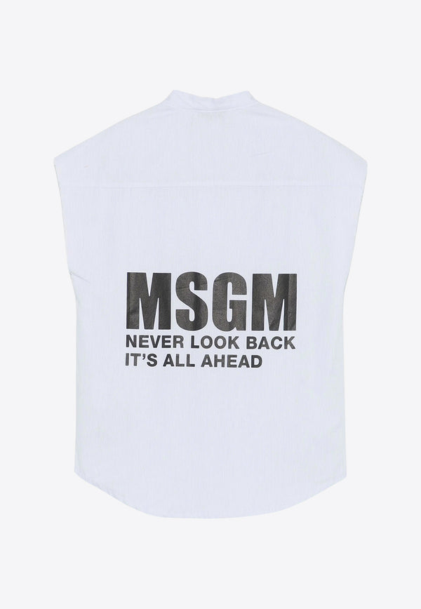 MSGM Kids Boys Slogan Print Sleeveless Shirt Sky Blue S5MSJBSI031_LIGHT BLUE