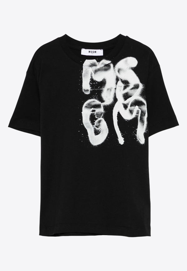 MSGM Kids Boys Spray Paint Logo T-shirt Black S5MSJBTH035_BLACK