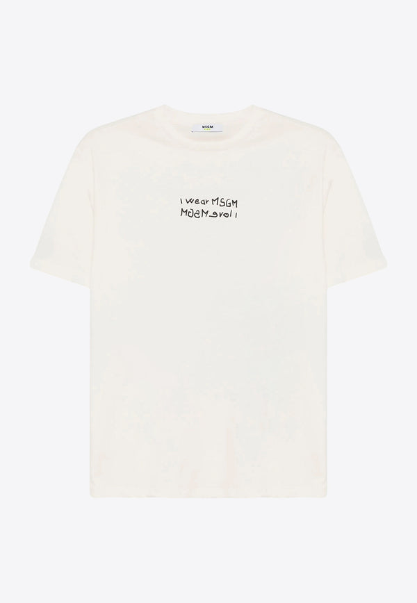 MSGM Kids Boys Slogan Print T-shirt White S5MSJBTH045_CREAM