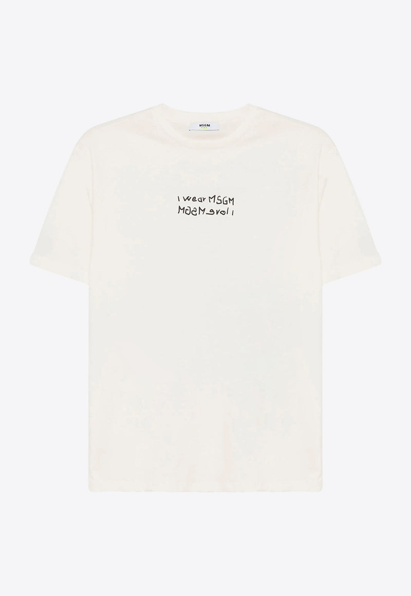 MSGM Kids Boys Slogan Print T-shirt White S5MSJBTH045_CREAM