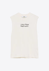 MSGM Kids Boys Slogan Print Sleeveless T-shirt White S5MSJBTH140_CREAM