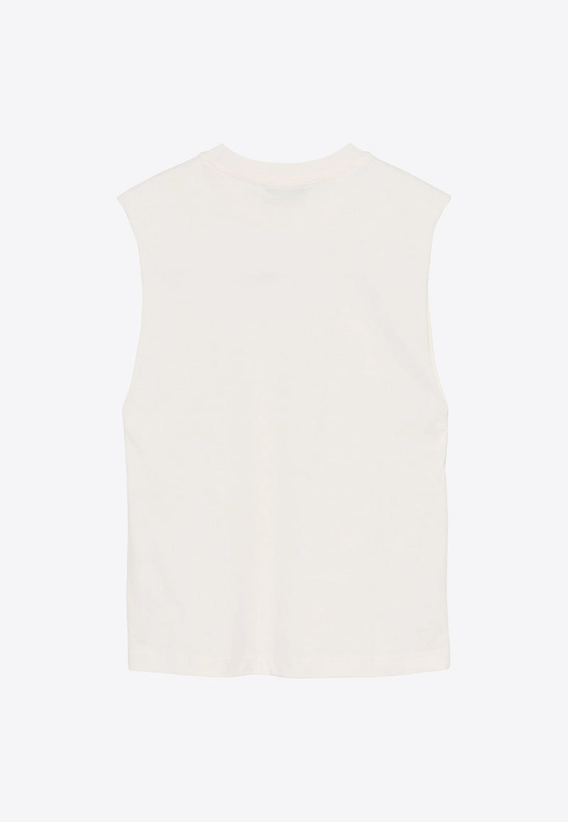MSGM Kids Boys Slogan Print Sleeveless T-shirt White S5MSJBTH140_CREAM