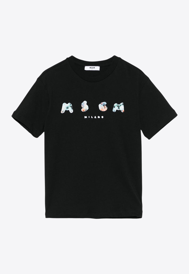 MSGM Kids Boys Printed Logo T-shirt Black S5MSJBTH293_BLACK
