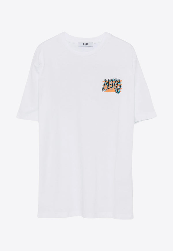 MSGM Kids Boys Logo Print T-shirt White S5MSJBTH308_WHITE