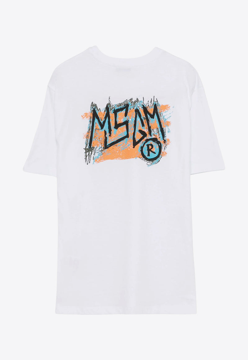 MSGM Kids Boys Logo Print T-shirt White S5MSJBTH308_WHITE