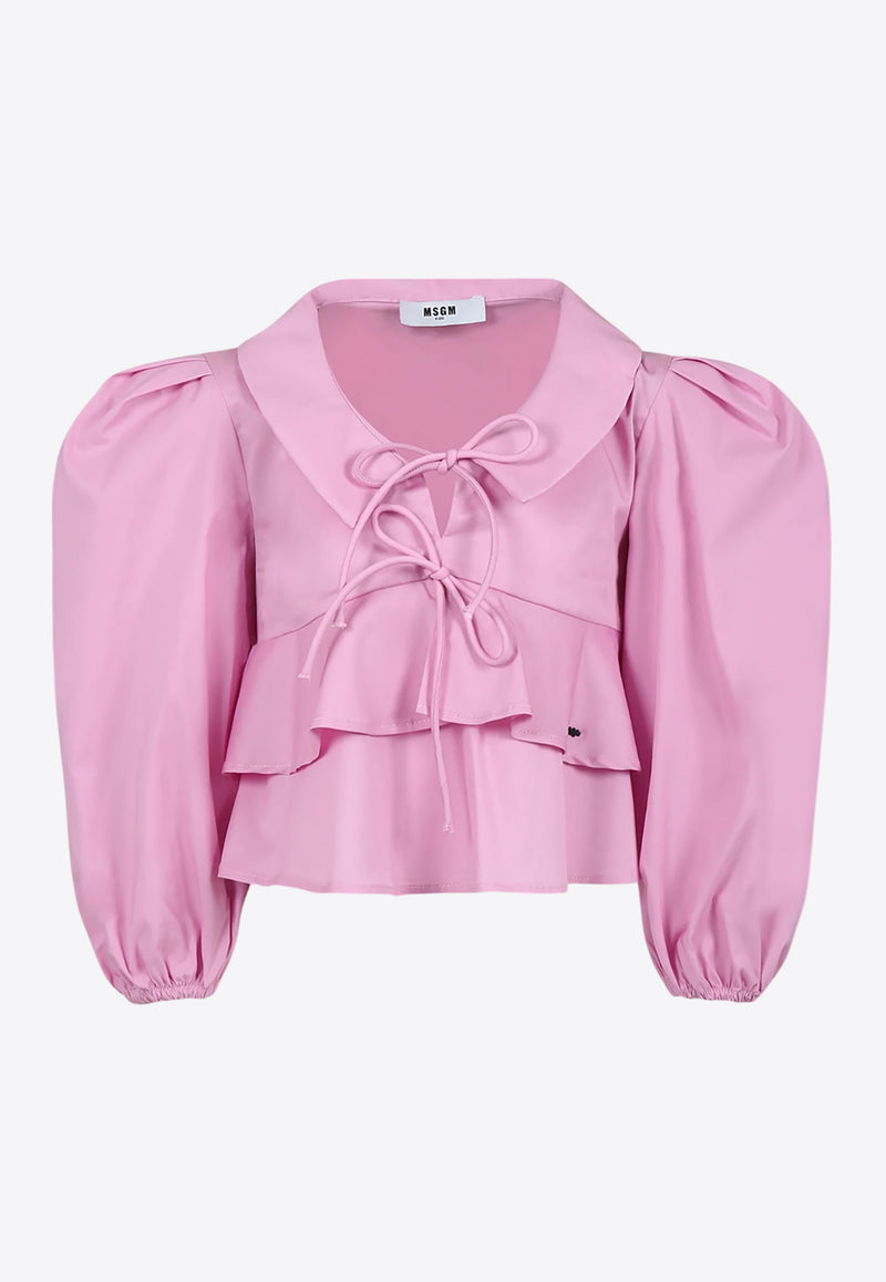 MSGM Kids Girls Poplin Ruffled Top Pink S5MSJGBL128_PINK