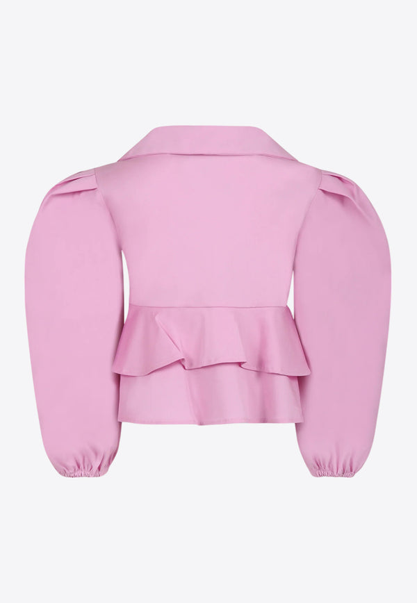 MSGM Kids Girls Poplin Ruffled Top Pink S5MSJGBL128_PINK