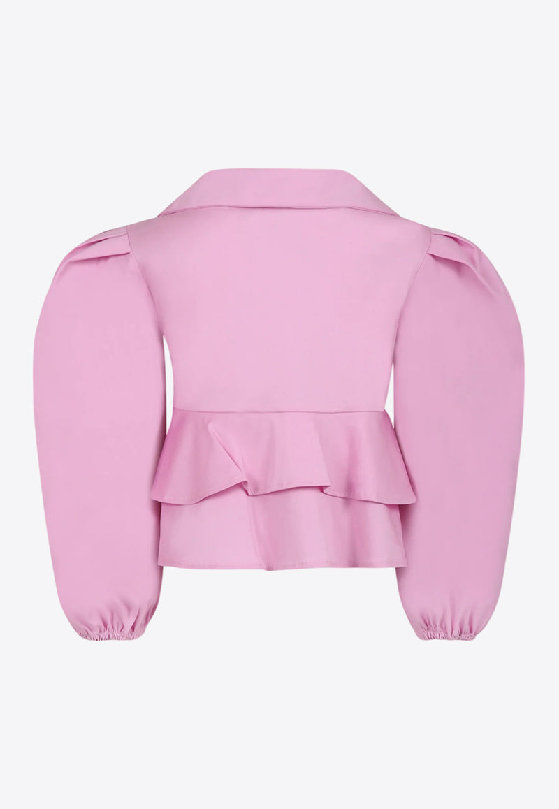 MSGM Kids Girls Poplin Ruffled Top Pink S5MSJGBL128_PINK
