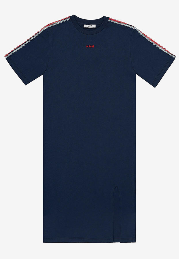 MSGM Kids Girls Logo Embroidered T-shirt Dress Blue S5MSJGDR262_BLUE