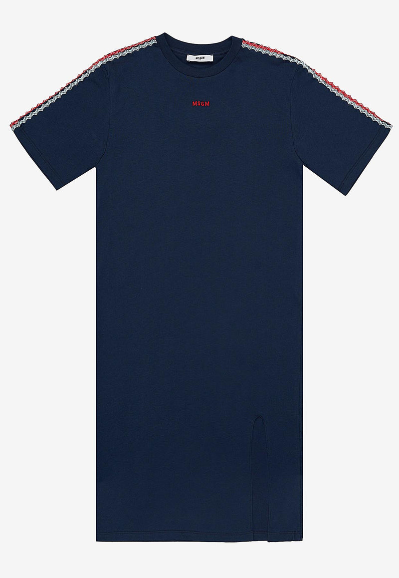 MSGM Kids Girls Logo Embroidered T-shirt Dress Blue S5MSJGDR262_BLUE