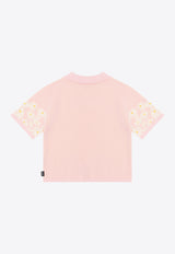 MSGM Kids Girls Floral Print Polo T-shirt Pink S5MSJGJP096_PINK