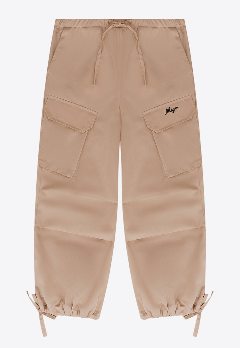 MSGM Kids Girls Logo Embroidered Cargo Pants Beige S5MSJGPA114_BEIGE
