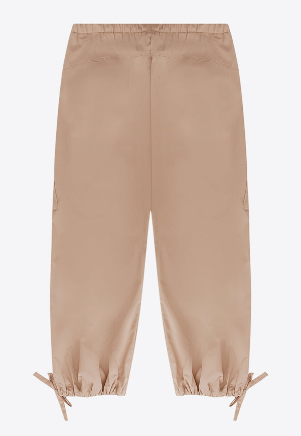 MSGM Kids Girls Logo Embroidered Cargo Pants Beige S5MSJGPA114_BEIGE