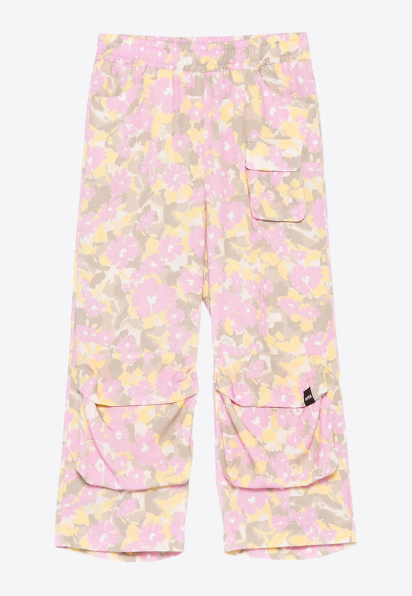 MSGM Kids Girls Floral Print Pants Pink S5MSJGPA115_PINK
