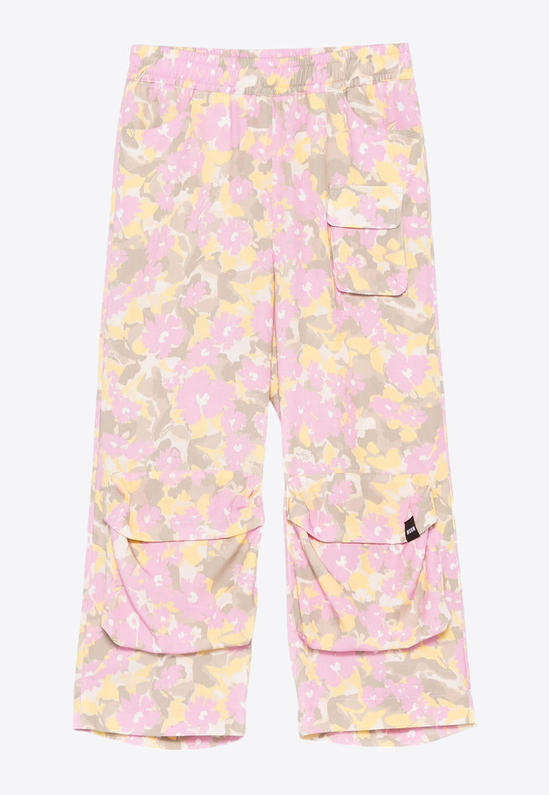 MSGM Kids Girls Floral Print Pants Pink S5MSJGPA115_PINK