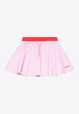 MSGM Kids Girls Logo Embroidered Flared Skirt Pink S5MSJGST264_PINK