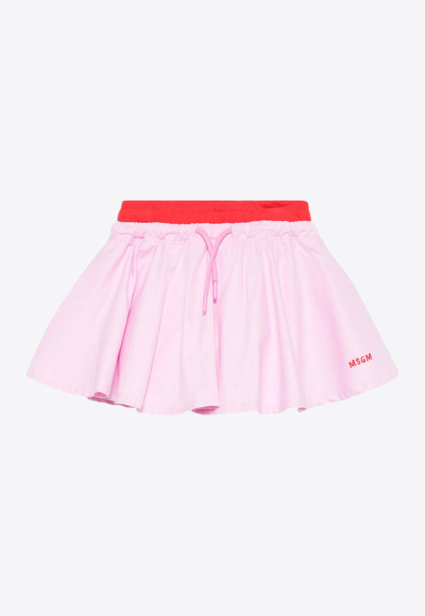 MSGM Kids Girls Logo Embroidered Flared Skirt Pink S5MSJGST264_PINK