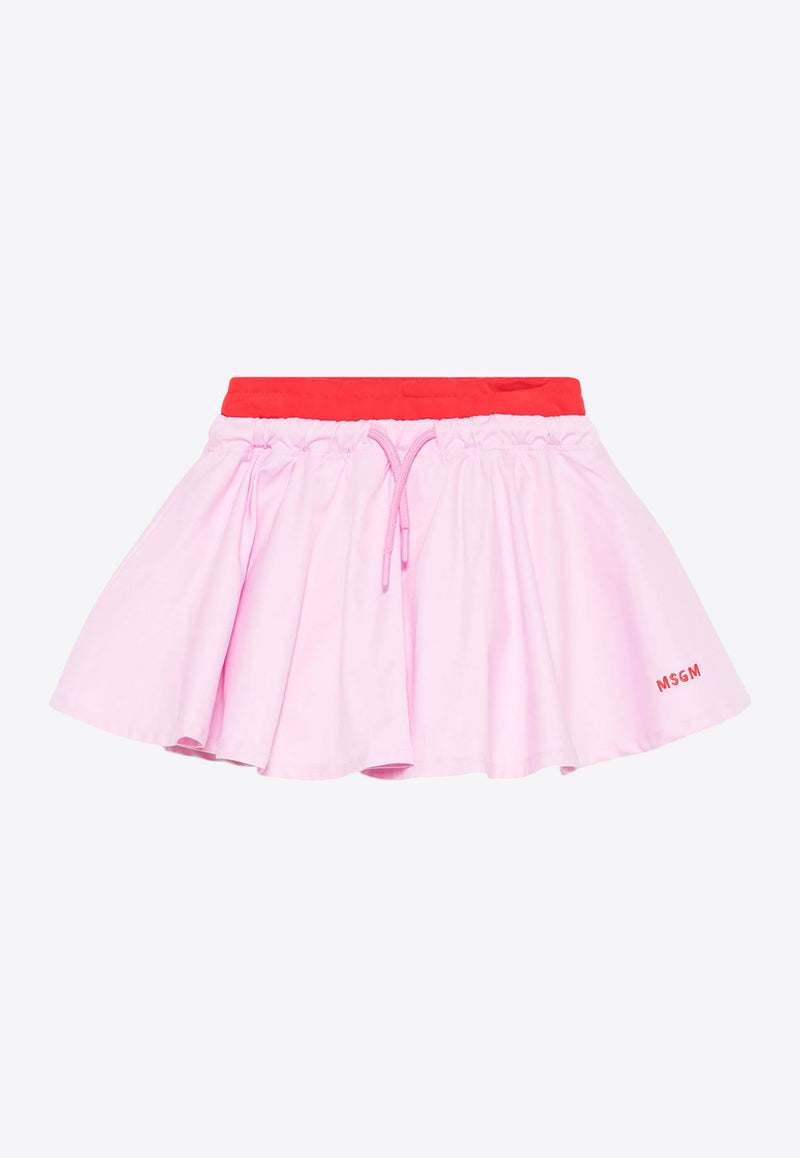 MSGM Kids Girls Logo Embroidered Flared Skirt Pink S5MSJGST264_PINK